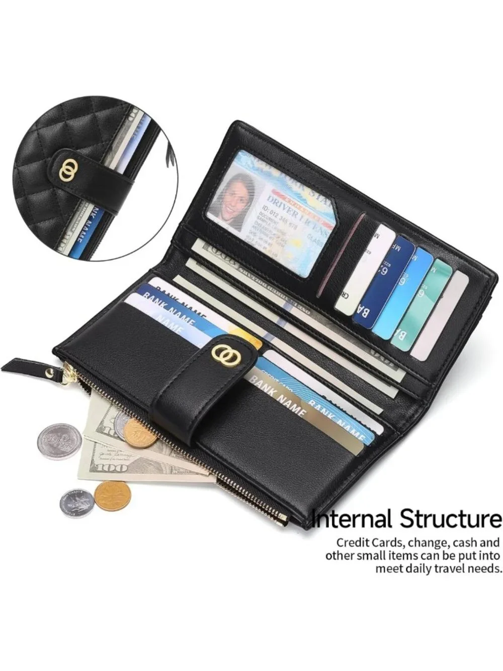 Slim RFID Blocking Leather Wallet for Women | Bifold Credit Card Clutch with